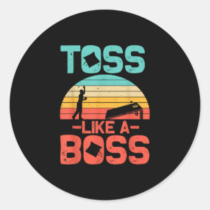 Funny Cornhole Gift Cool Cornhole Toss Like A Boss Classic Round Sticker