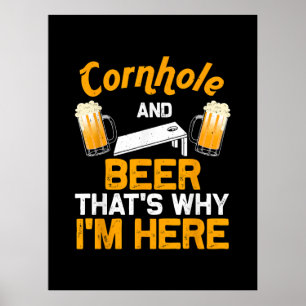 Funny Cornhole Gift For Men Cornhole Player Beer  Poster