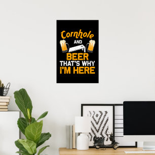 Funny Cornhole Gift For Men Cornhole Player Beer  Poster