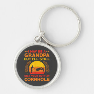 Funny Cornhole Grandpa Outfit Sack Toss Keychain