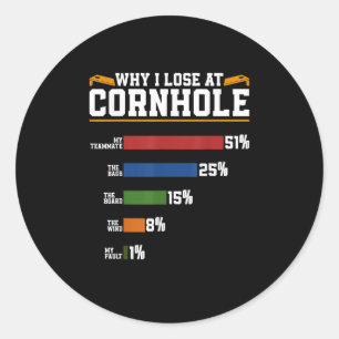 Funny Cornhole Players Why I Lose At Cornhole Classic Round Sticker
