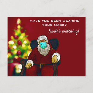 Funny Coronavirus Covid Christmas Santa Face Mask Postcard
