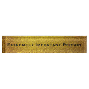 Funny Corporate Desk Nameplate - Gold Faux Glitter