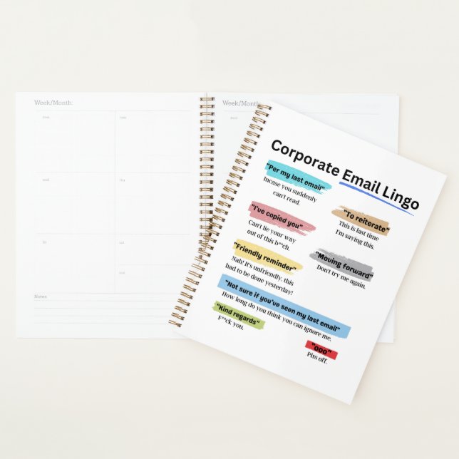 Funny Corporate email lingo Planner (Display)