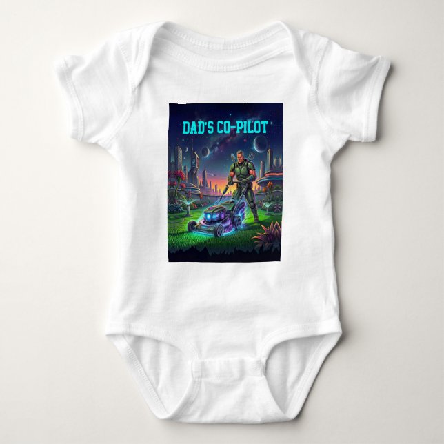 Funny Cosmic Mower Space Baby Bodysuit (Front)