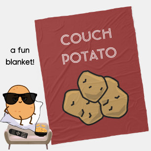 Funny "Couch Potato" Binge Watching Introvert Cozy Fleece Blanket