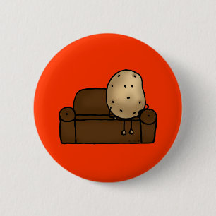 Funny Couch Potato Cartoon Design   2 Inch Round Button