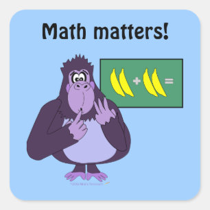 Funny Counting Gorilla Math Custom Square Sticker