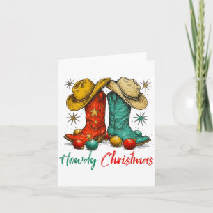 Funny Country Western Christmas Howdy Cowboy Boots Card