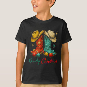 Funny Country Western Christmas Howdy Cowboy Boots T-Shirt