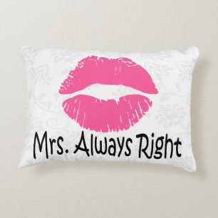 Funny couple cushion,Mr. right,Mrs. always right Decorative Pillow