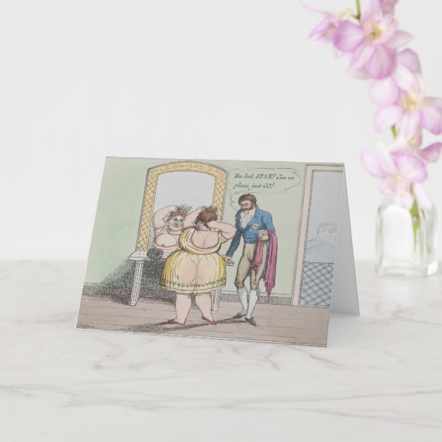 Funny Couple Getting Ready Regency Greeting Card (Orchid)