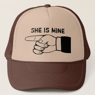 Funny couple hat, x2 ,HE/SHE is mine,edit text Trucker Hat