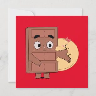 Funny Couple Love Pancake Eating Choco Invitation