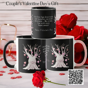 Funny Couple Matching Pink Heart Tree Valentines Mug