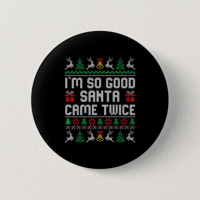 Funny Couple Ugly Christmas Sweater For Men Women  2 Inch Round Button (Front)