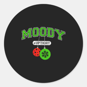 Funny Couples Christmas Merry And Bright Moody And Classic Round Sticker