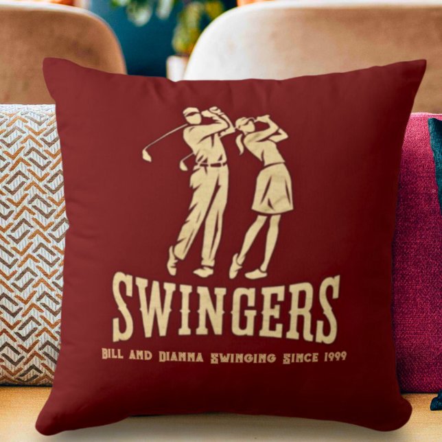 Funny Couple's Custom Golf Gift Matching Throw Pillow (Creator Uploaded)