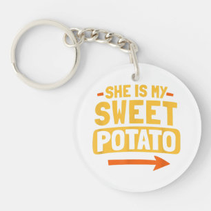 Funny Couples Matching She Is My Sweet Potato Shir Keychain