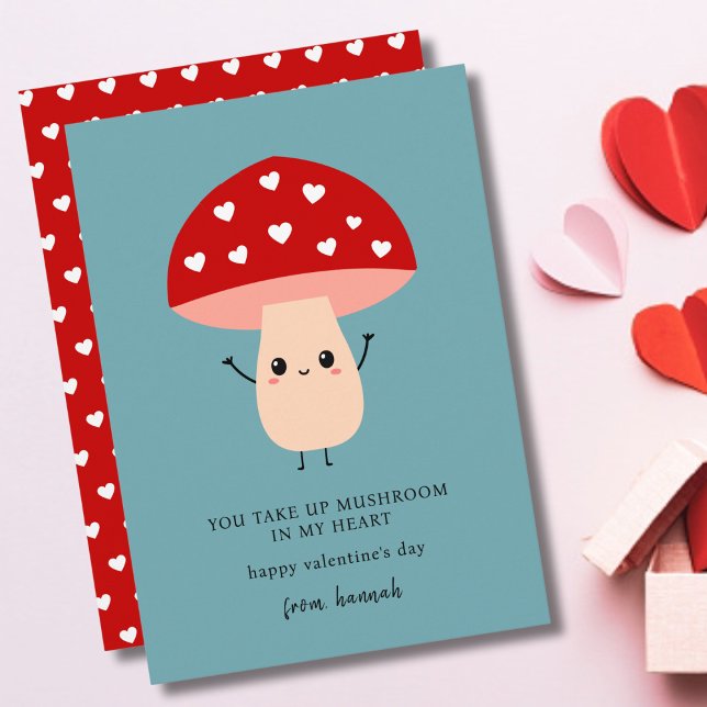Funny Couples Mushroom Heart Happy Valentine's Holiday Card (Creator Uploaded)