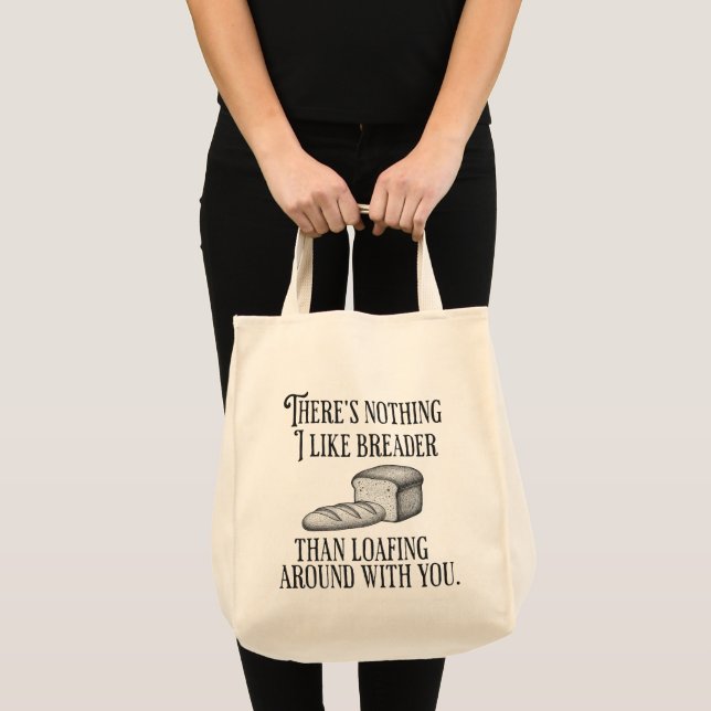 Funny Couple's Pun Joke Bread Gift Tote Bag (Front (Product))
