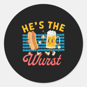 Funny Couples She's A Brat He's The Wurst Classic Round Sticker