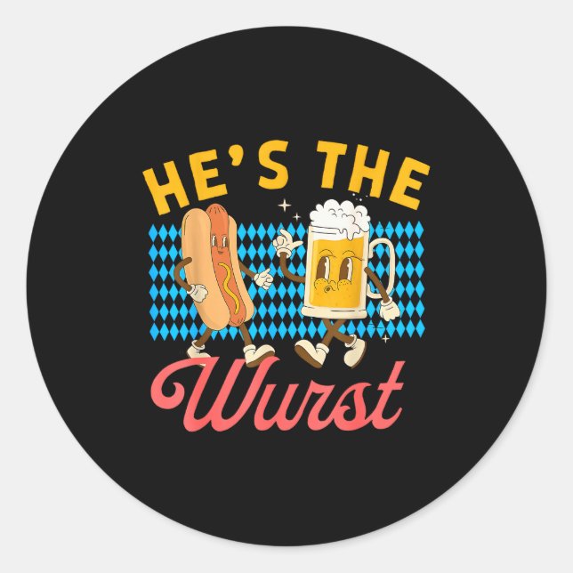 Funny Couples She's A Brat He's The Wurst  Classic Round Sticker (Front)