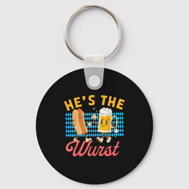 Funny Couples She's A Brat He's The Wurst  Keychain (Front)