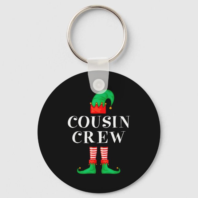 Funny Cousin Crew Elf Christmas Elf Cousin Sweater Keychain (Front)