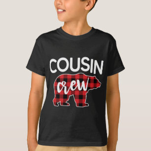 Funny Cousin Crew Red Plaid Bear Matching Christma T-Shirt