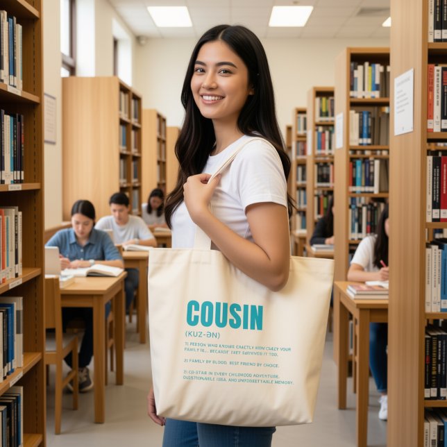 Funny Cousin Definition Large Tote Bag (Creator Uploaded)