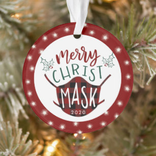 Funny COVID MERRY ChristMASK Fairy Lights Photo
