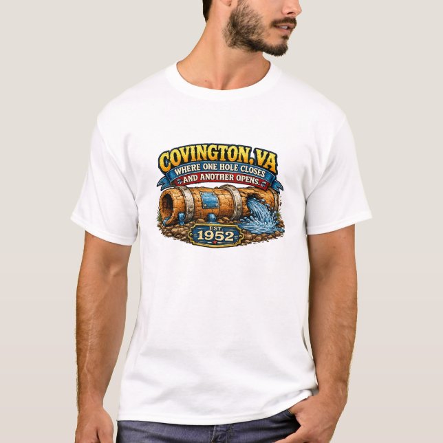 Funny Covington Water Pipe T Shirt (Front)
