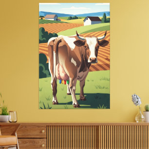 Funny cow 1930s WPA national parks style Canvas Print