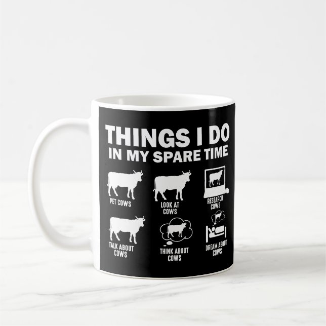 Funny Cow 6 Things I Do In My Spare Time Cows Coffee Mug (Left)