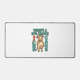 Funny Cow 99% Chance I Dont Care Vintage Graphic_1 Desk Mat
