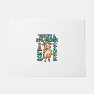 Funny Cow 99% Chance I Dont Care Vintage Graphic_1 Doormat