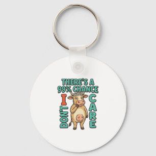 Funny Cow 99% Chance I Dont Care Vintage Graphic_1 Keychain