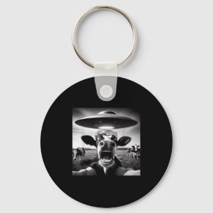 Funny Cow Abduction By Ufo Selfie - Hilarious Alie Keychain