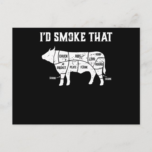 Funny Cow Bbq  Pit Master Gift Holiday Postcard (Front)