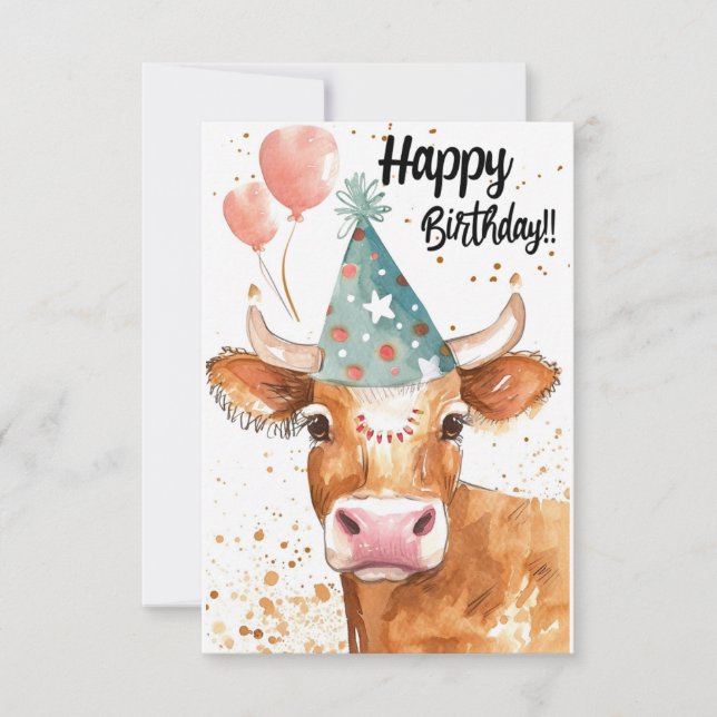 Funny Cow Birthday Card (Front)