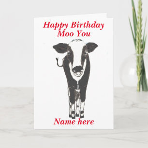 Funny Cow Birthday Card, add name, change any text Card