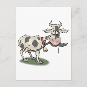 funny cow biting tail postcard