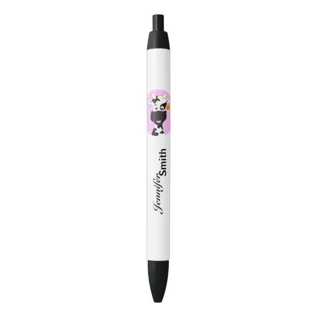 Funny cow cartoon pink custom girls pen (Front Vertical)