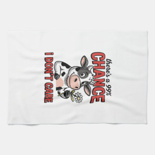 Funny Cow Chance I Don’t Care Vintage Kitchen Towel