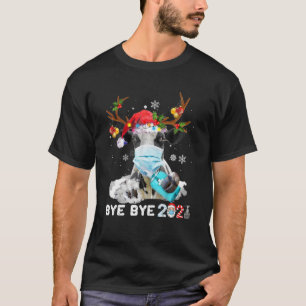 Funny Cow Christmas Face Mask Bye Bye 2021 Xmas Co T-Shirt