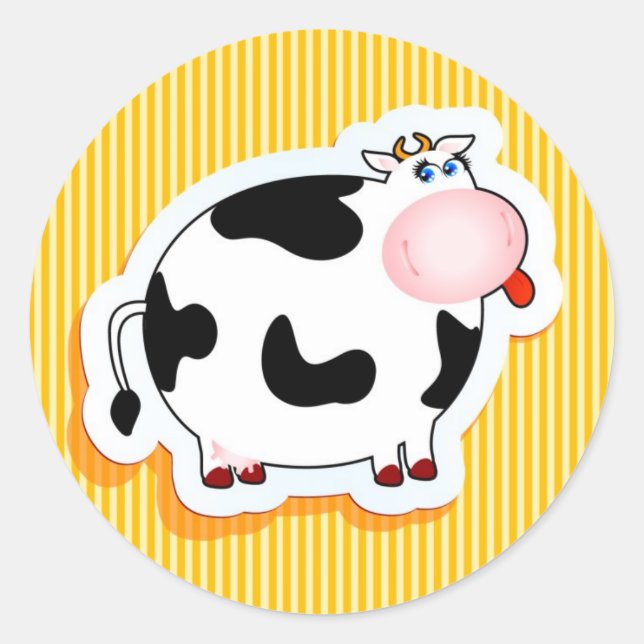 Funny cow classic round sticker (Front)