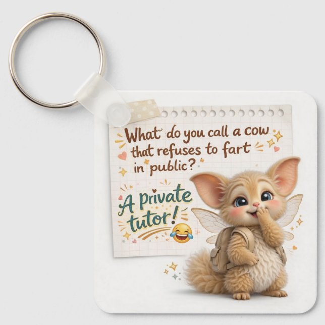 Funny Cow Dad Joke Keychain (Front)