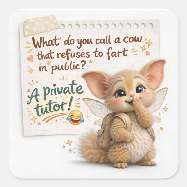 Funny Cow Dad Joke Square Sticker (Front)