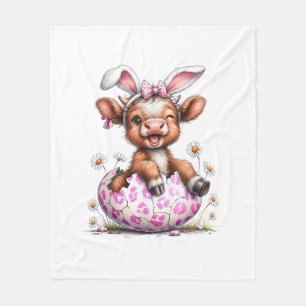 Funny Cow Easter Rabbit Cute Highland Cows Lover E Fleece Blanket